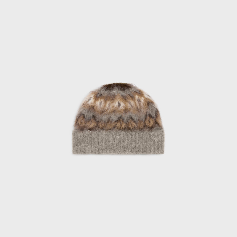 beanie in brushed fair isle alpaca wool 1