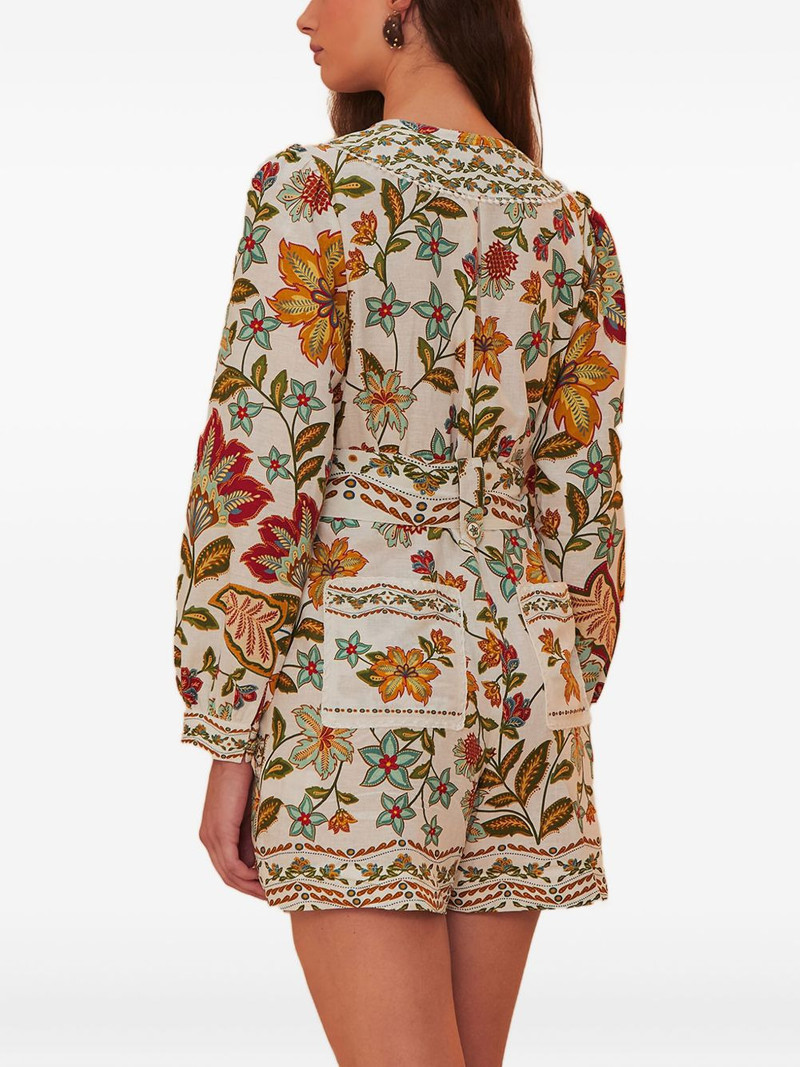 FARM RIO floral-print belted playsuit outlook