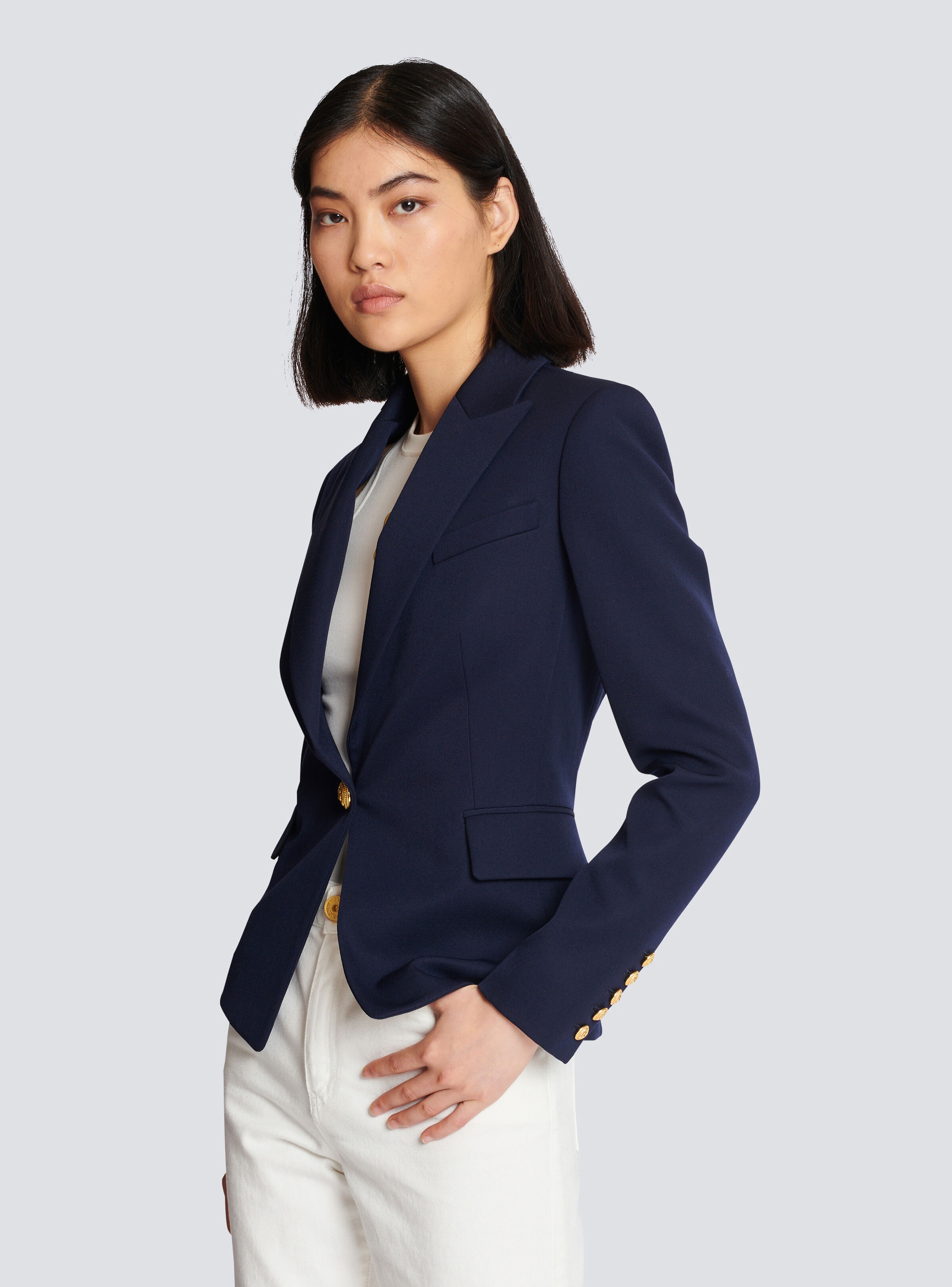 One-button wool blazer - 7