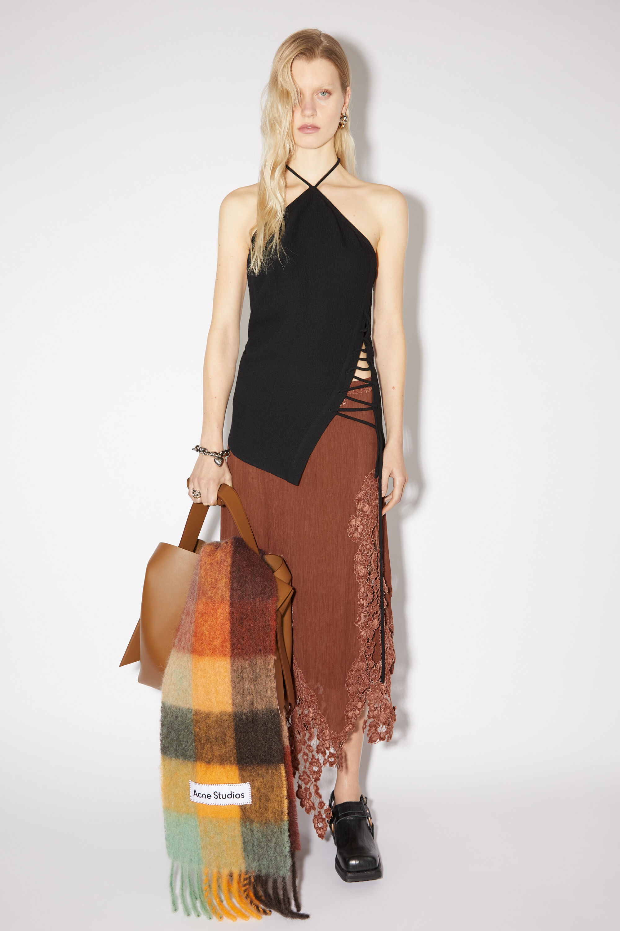 Midi lace skirt - Rust brown - 2