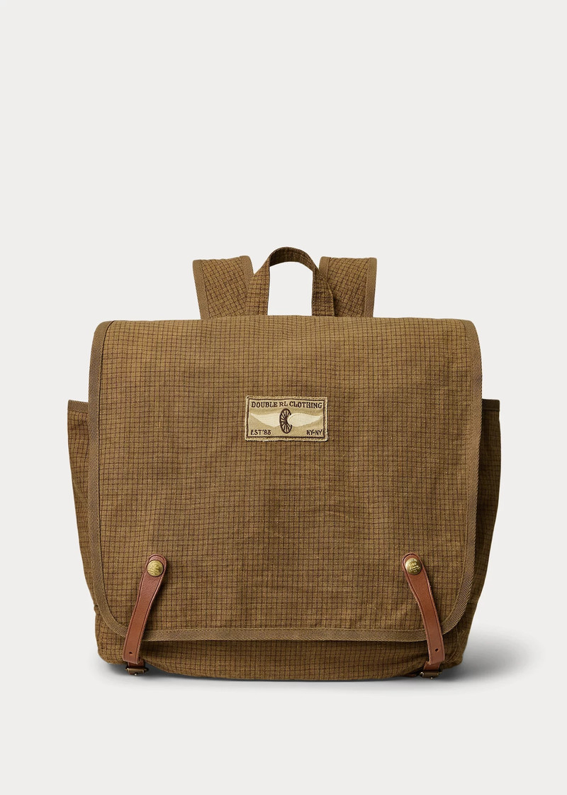 Leather-Trim Oilcloth Backpack 1