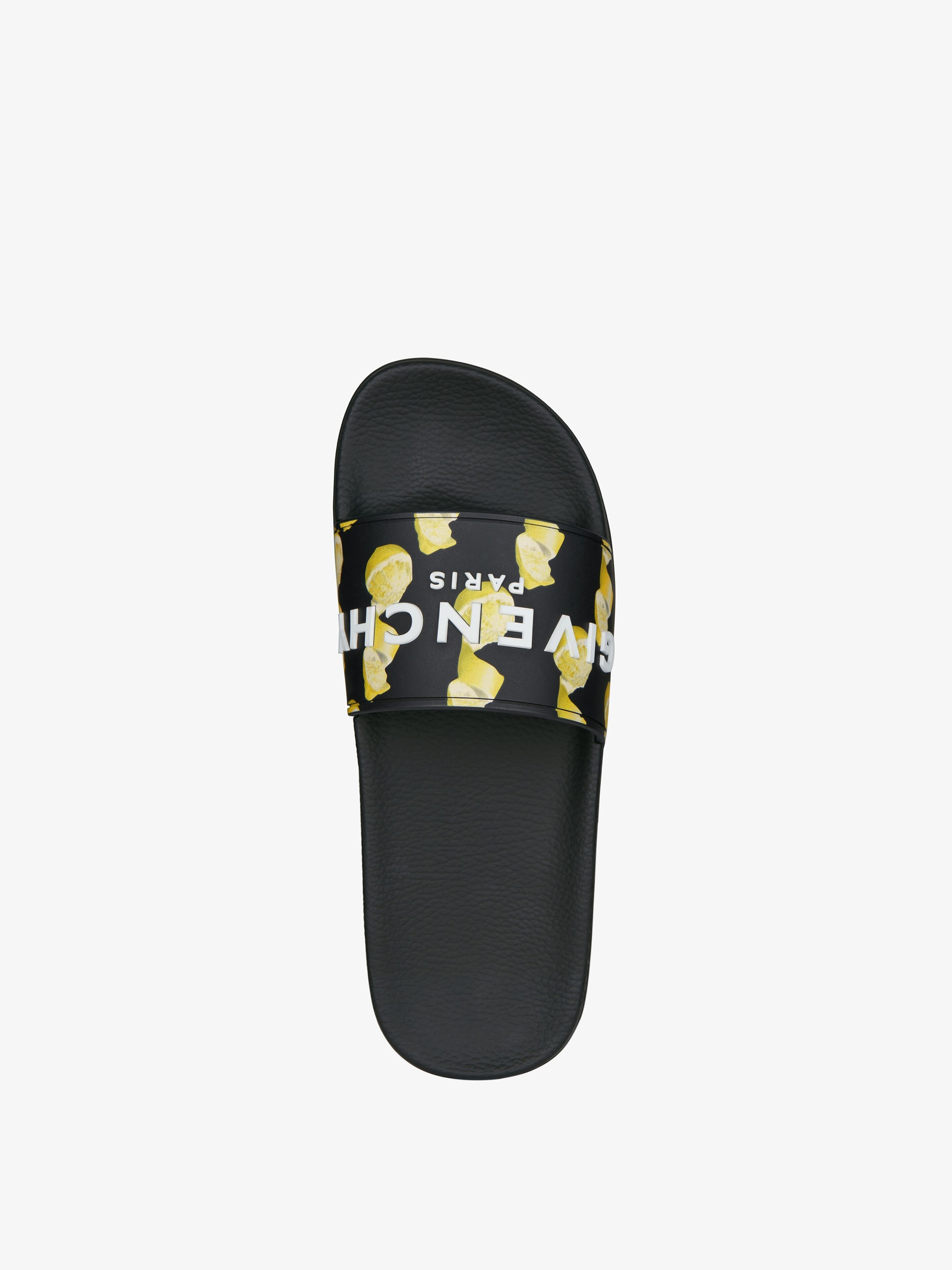 SLIDE FLAT SANDALS IN RUBBER WITH LEMONS PRINT - 4