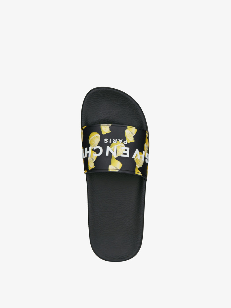 SLIDE FLAT SANDALS IN RUBBER WITH LEMONS PRINT 4