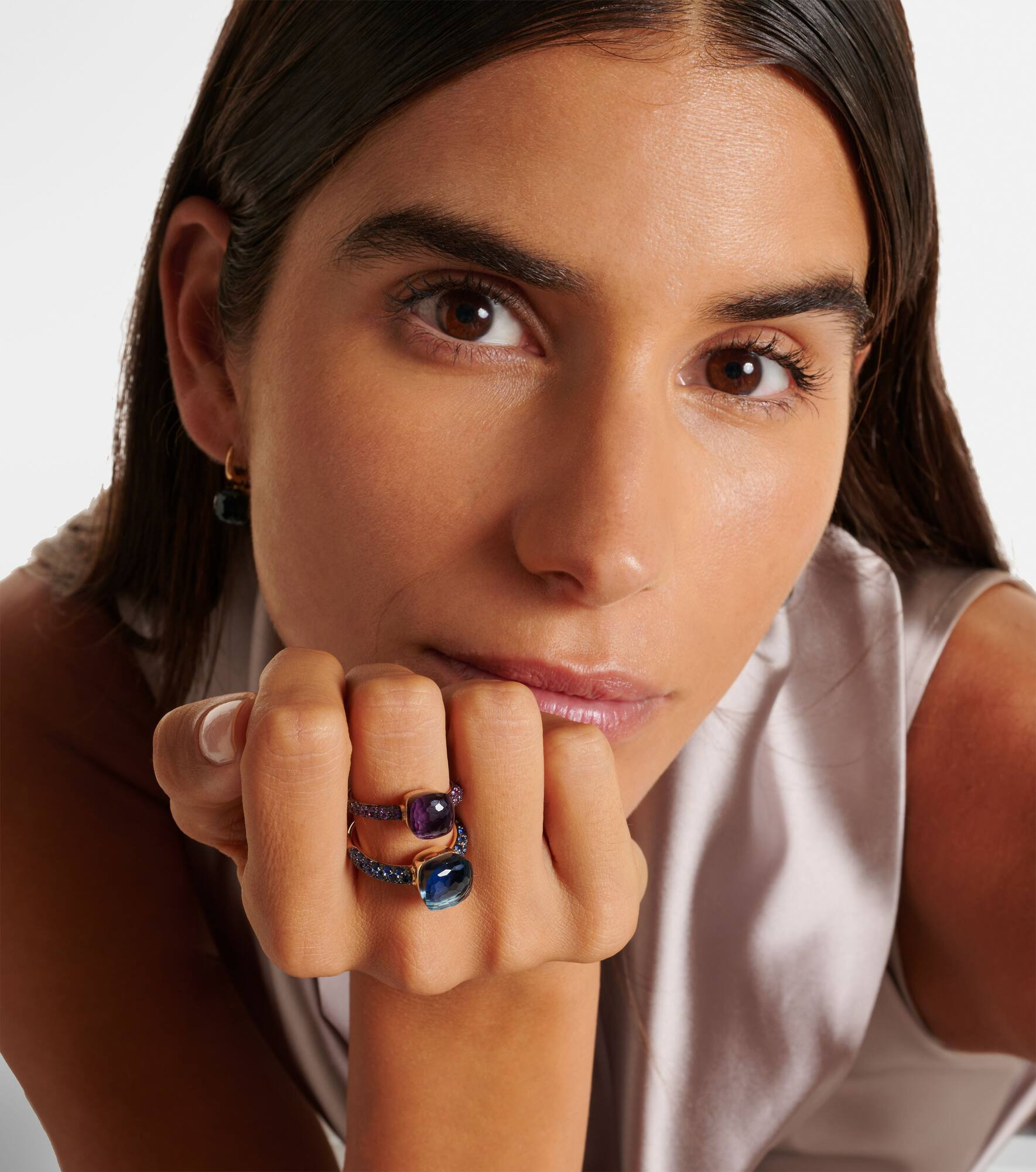 Nudo 18kt rose and white gold ring with London blue topaz - 3