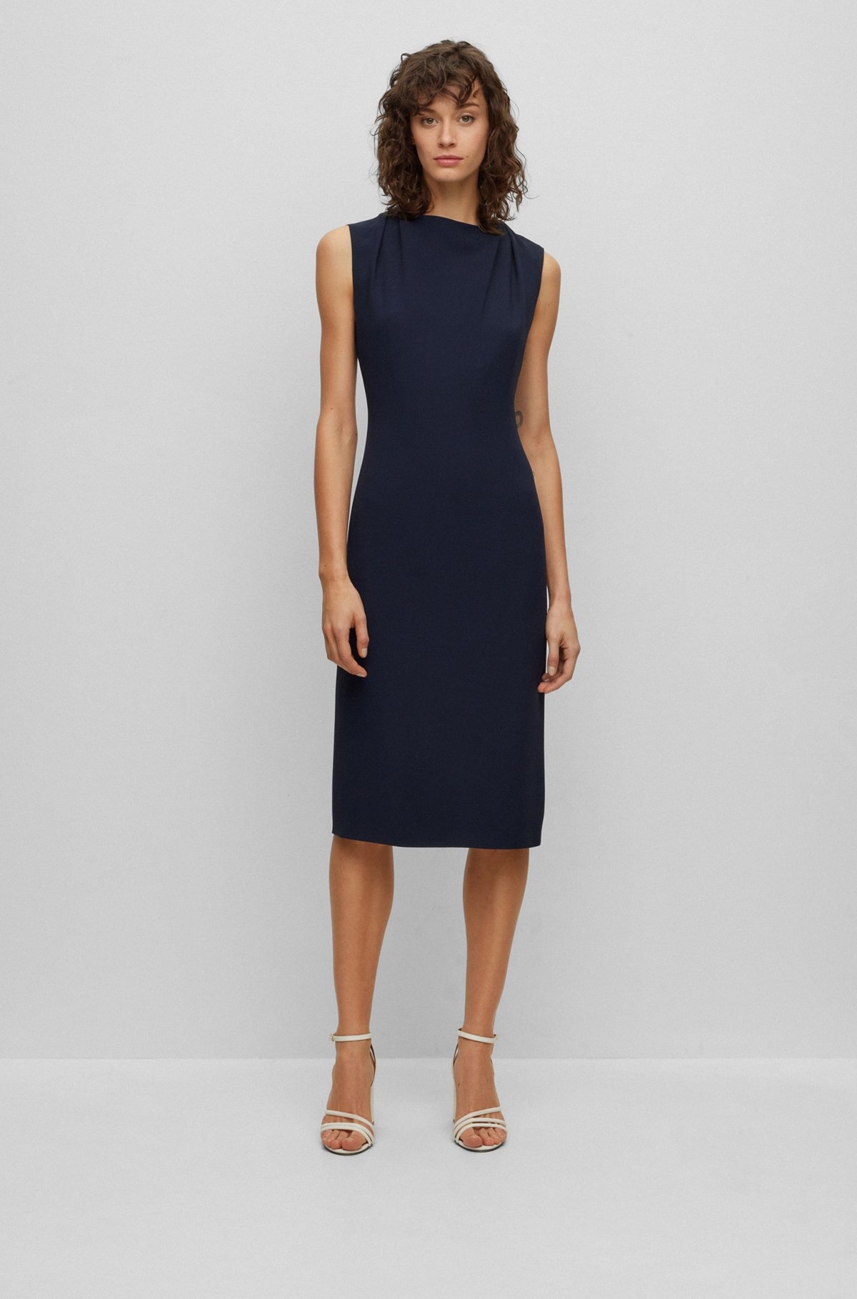 SLIM-FIT BUSINESS DRESS WITH FEATURE NECKLINE - 3