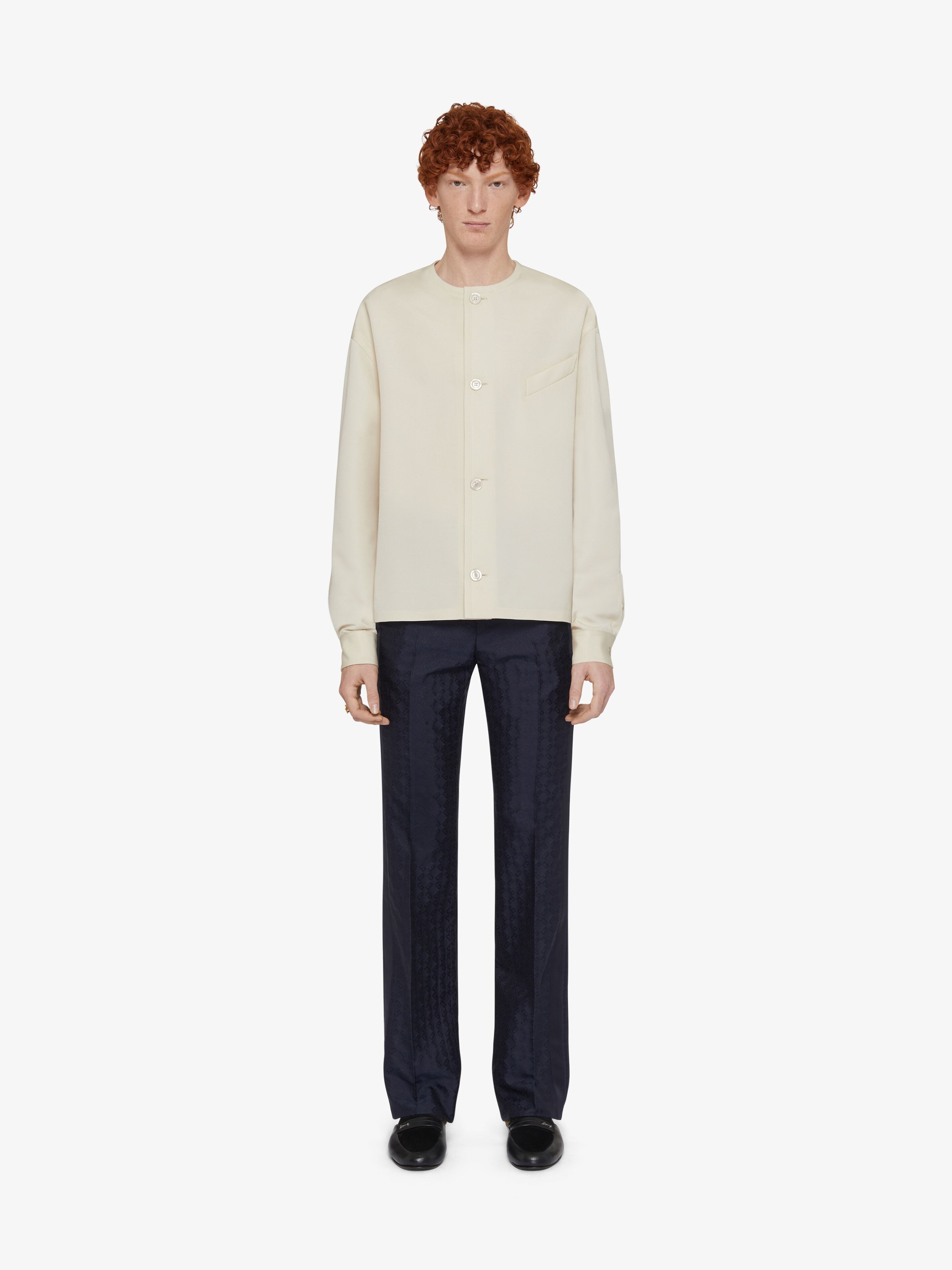 SLIM FIT PANTS IN MONOGRAM 72 WOOL AND SILK - 2