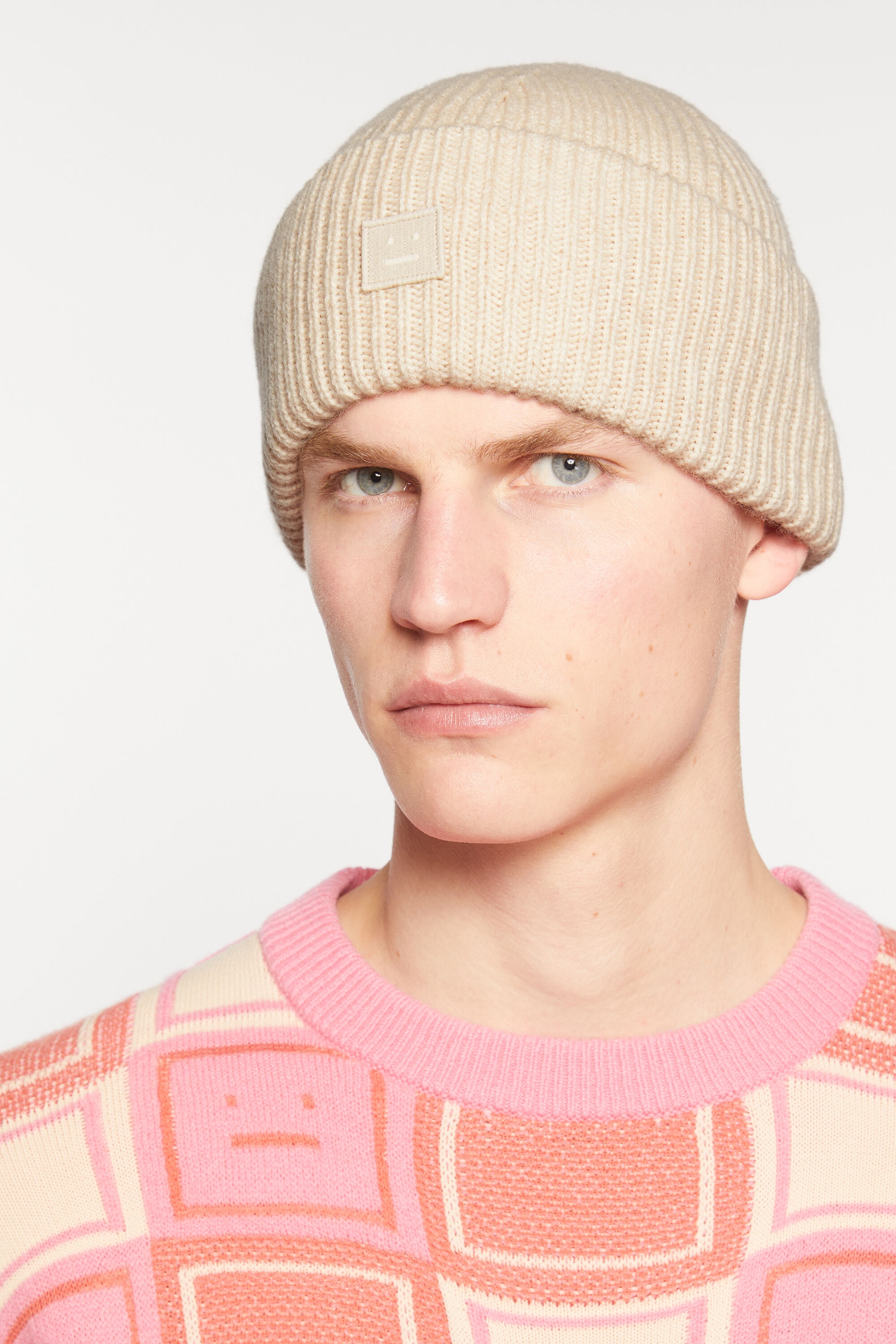 Small face logo beanie - Oatmeal melange - 2
