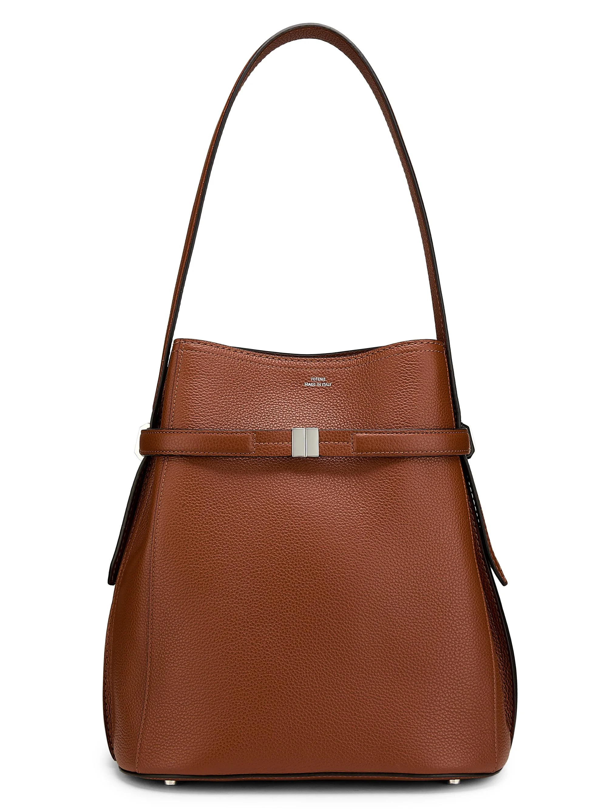 Women's Belted Grained-Leather Bucket Bag - Sienna - 1