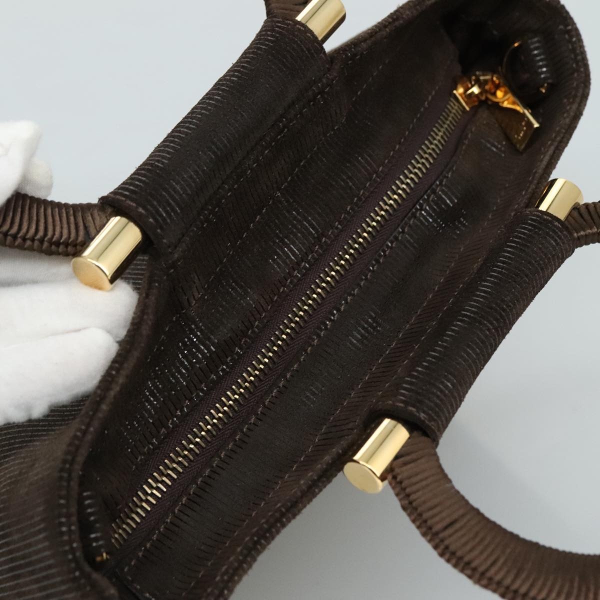 CELINE Hand Bag Suede Brown Gold - 6