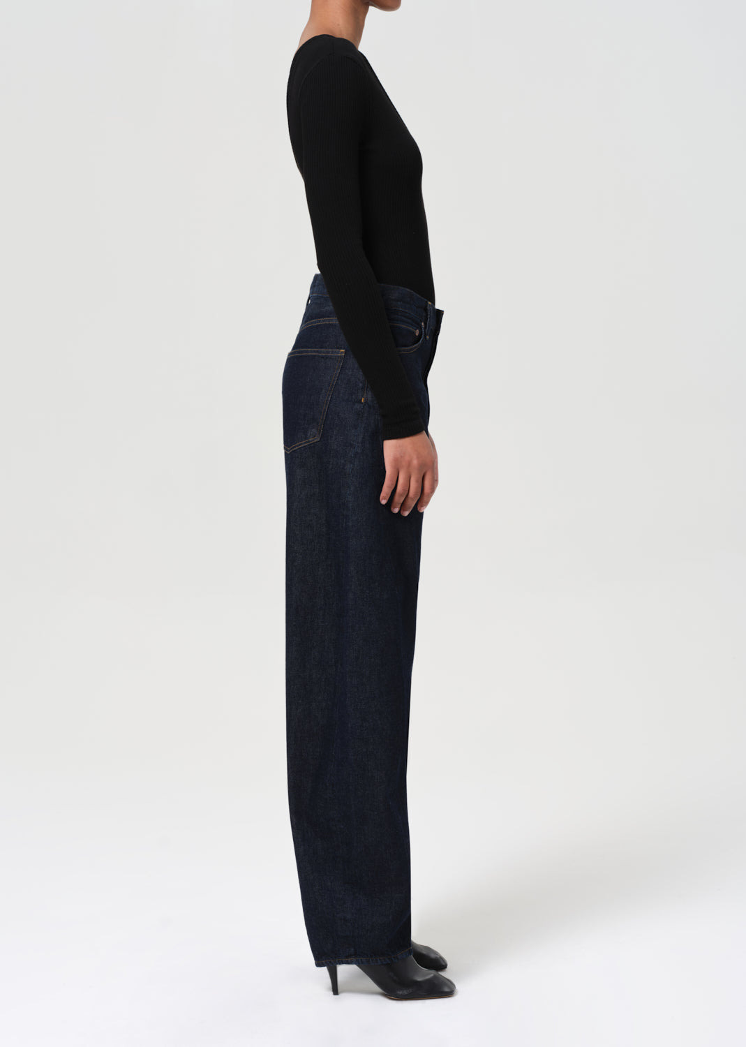 LUNA HIGH RISE PIECED TAPER IN RINSE - 4