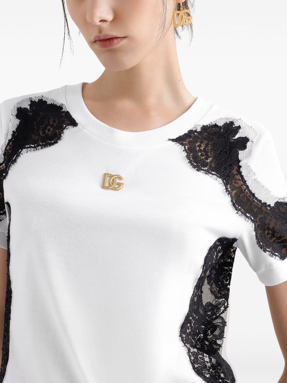 lace-detailed T-shirt - 4