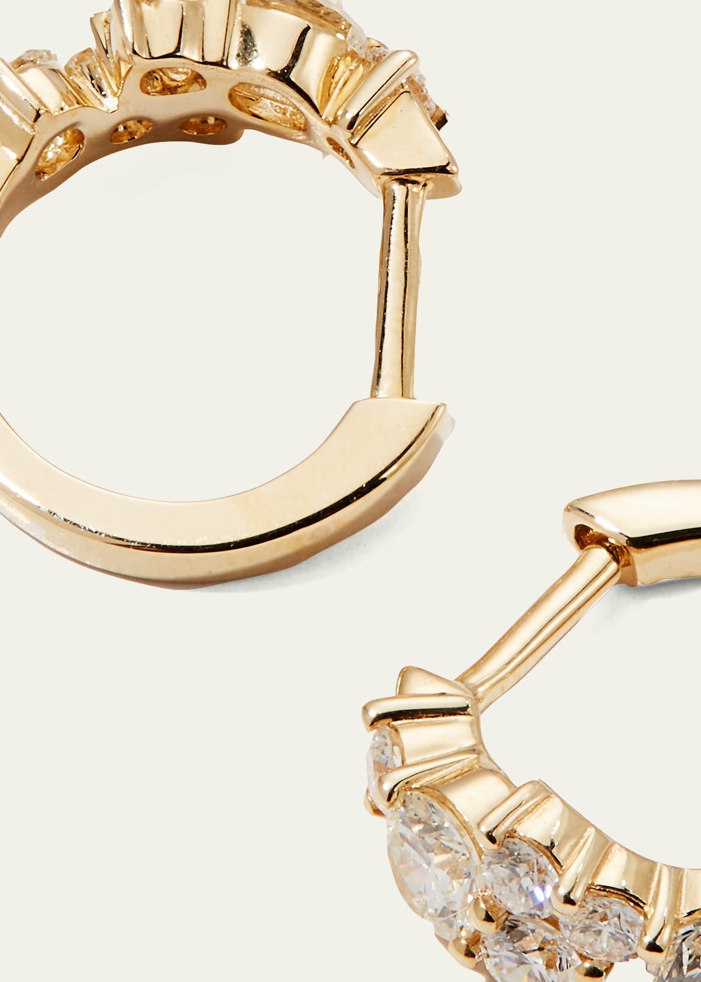 Cocktail 14k Gold Diamond Huggie Hoop Earrings - 4