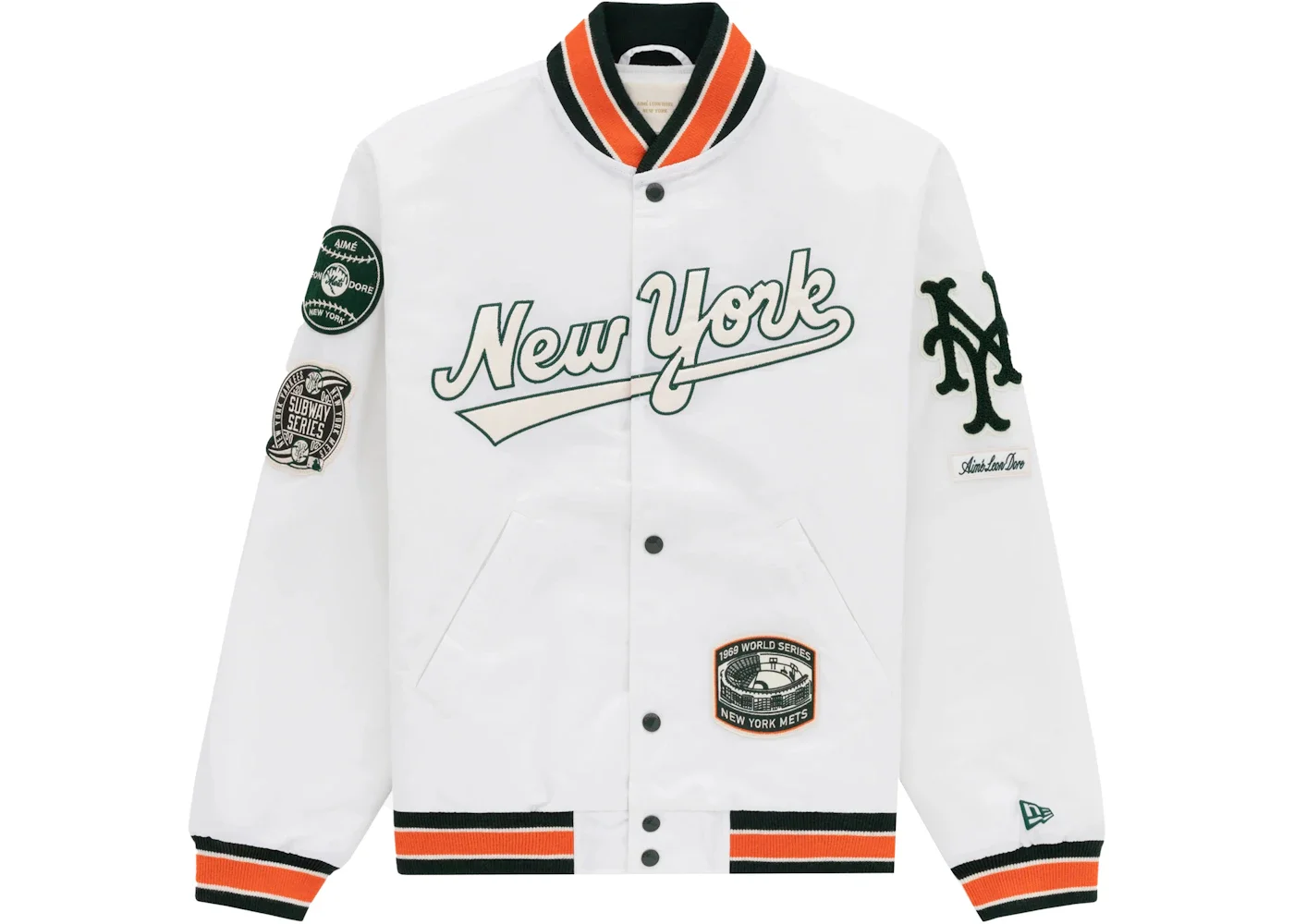 Aime Leon Dore Mets Satin Stadium Jacket Cream - 1