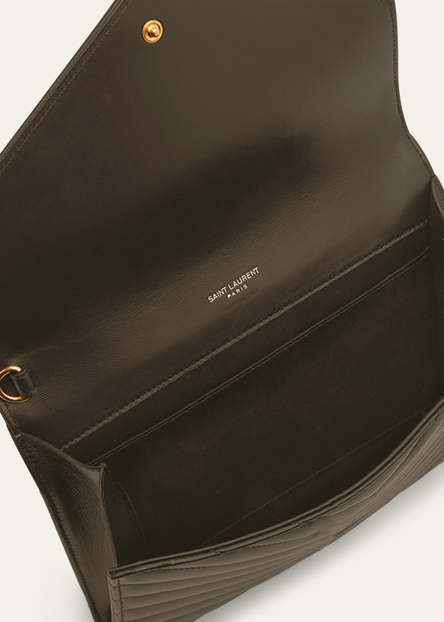 YSL Flap Quilted Leather Clutch Bag - 4