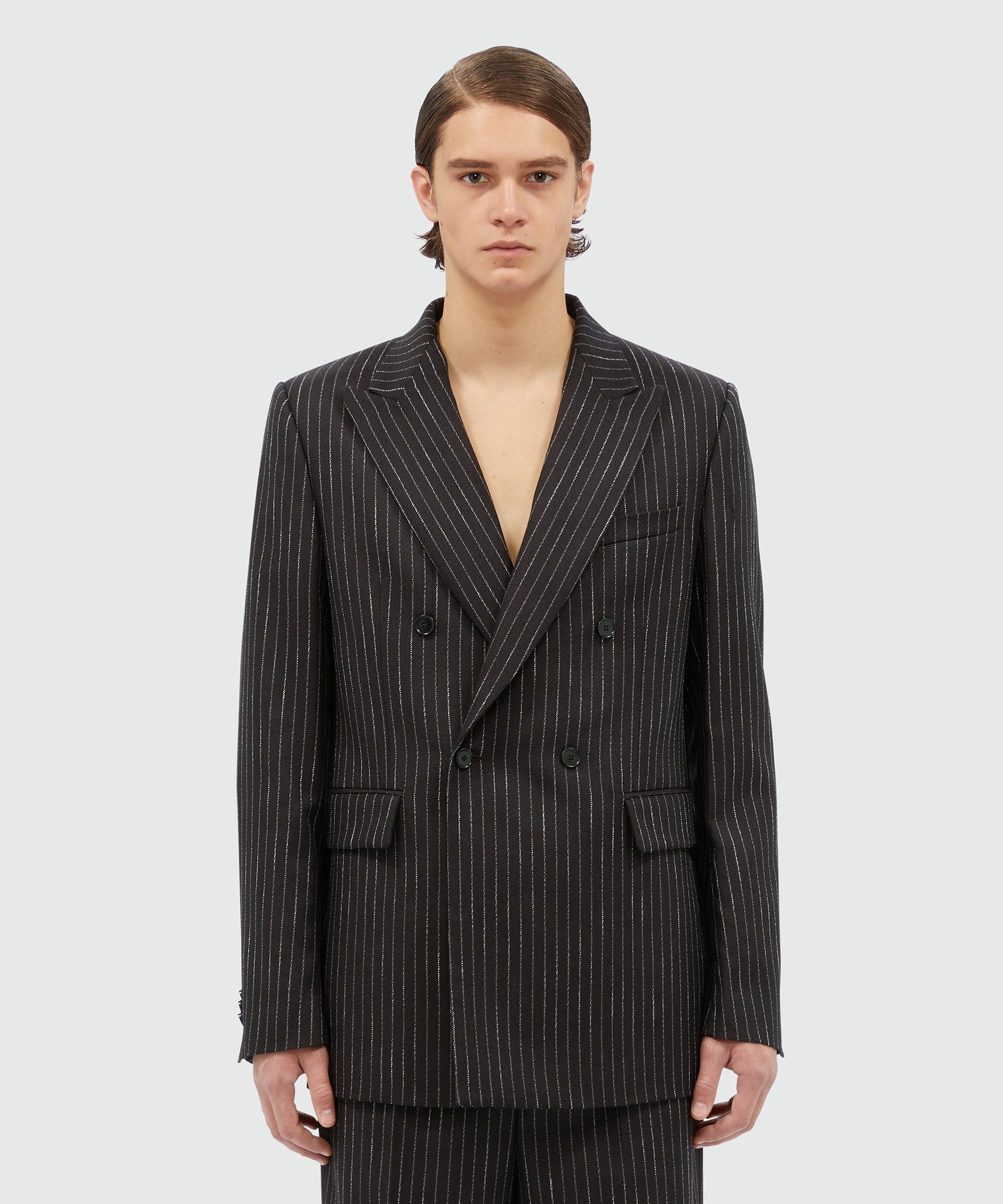 Double-breasted jacket in pinstriped wool - 2