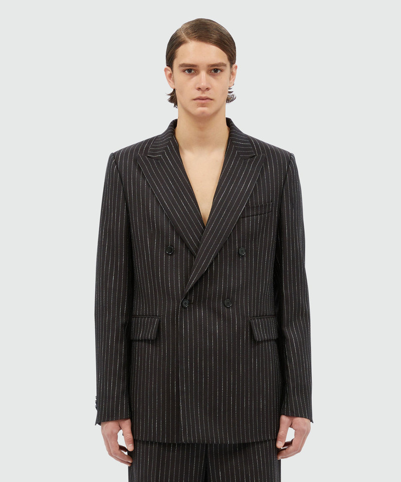 MSGM Double-breasted jacket in pinstriped wool outlook