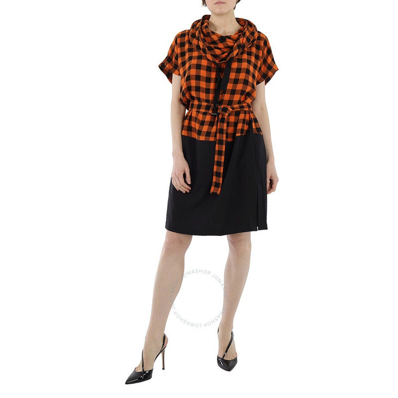 Kenzo Wool Blend Check Snood Dress 1