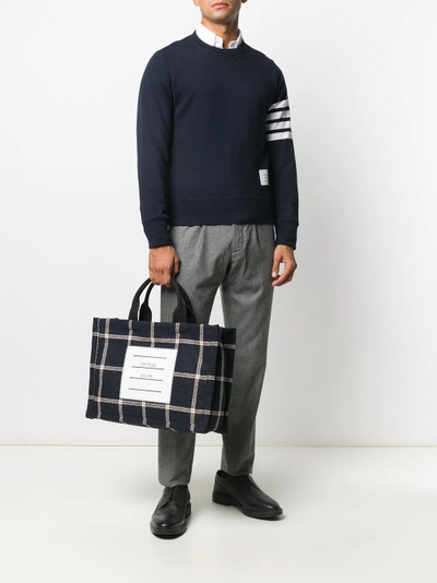 Thom Browne 4-bar checked tote bag outlook