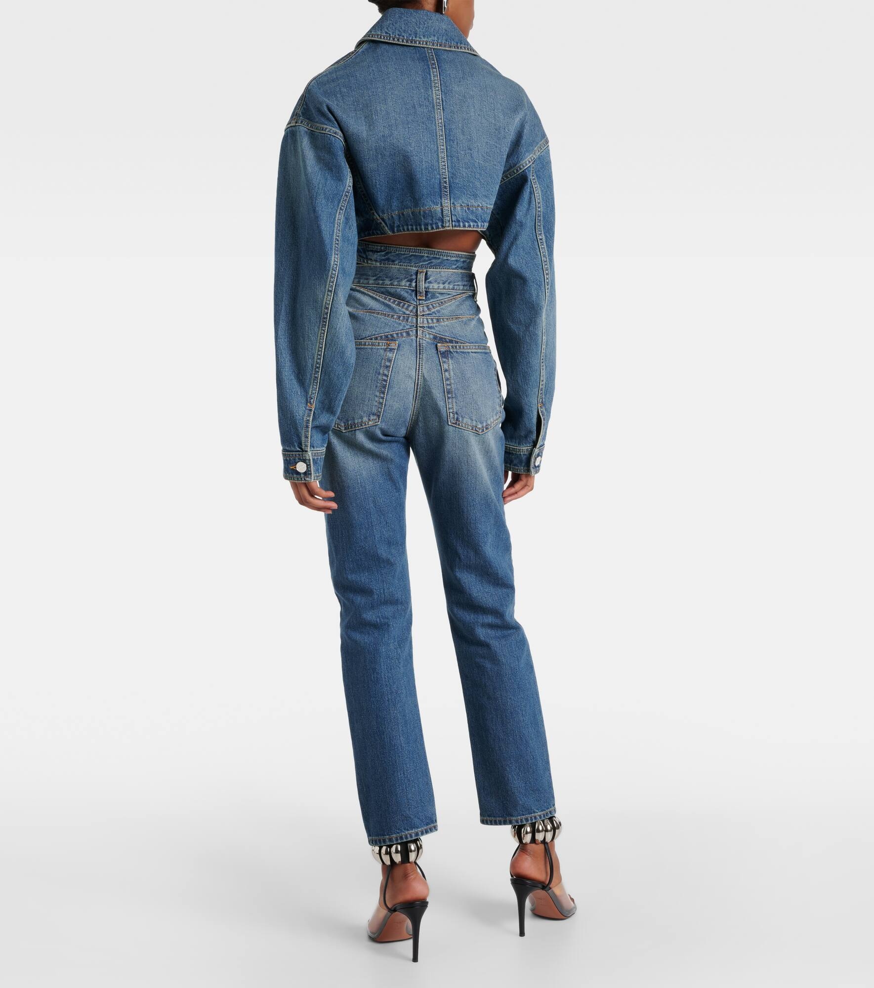 Cropped denim wrap jacket - 3