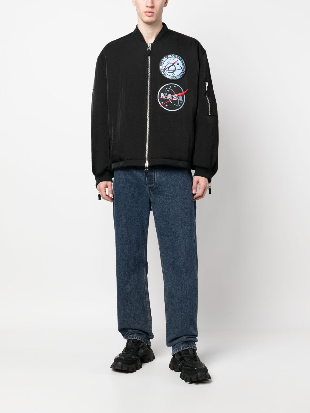 logo-patch cotton bomber jacket - 2