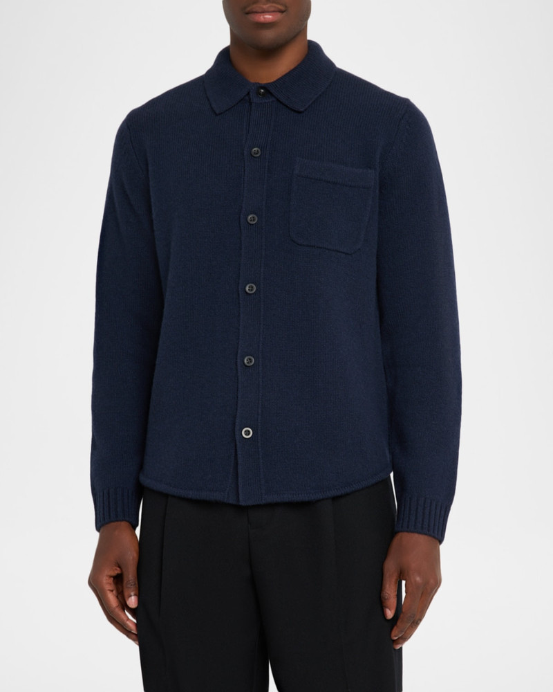 Men's Wool Sweater Shirt with Pocket 4