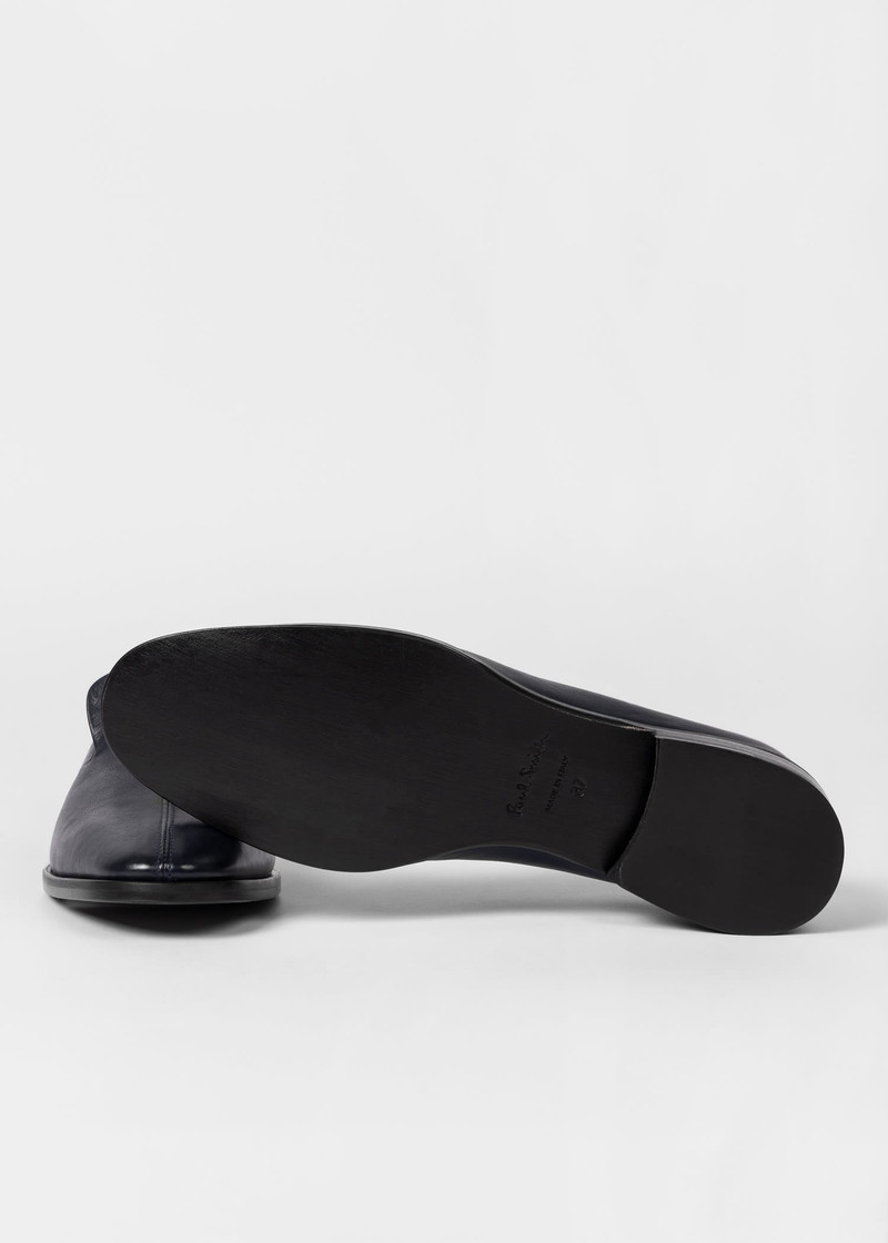 Paul Smith Navy Blue 'Addis' Leather Loafers outlook