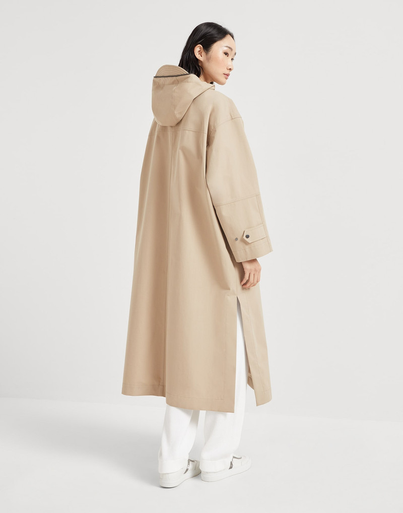 Brunello Cucinelli Techno cotton bonded panama parka with shiny trim outlook