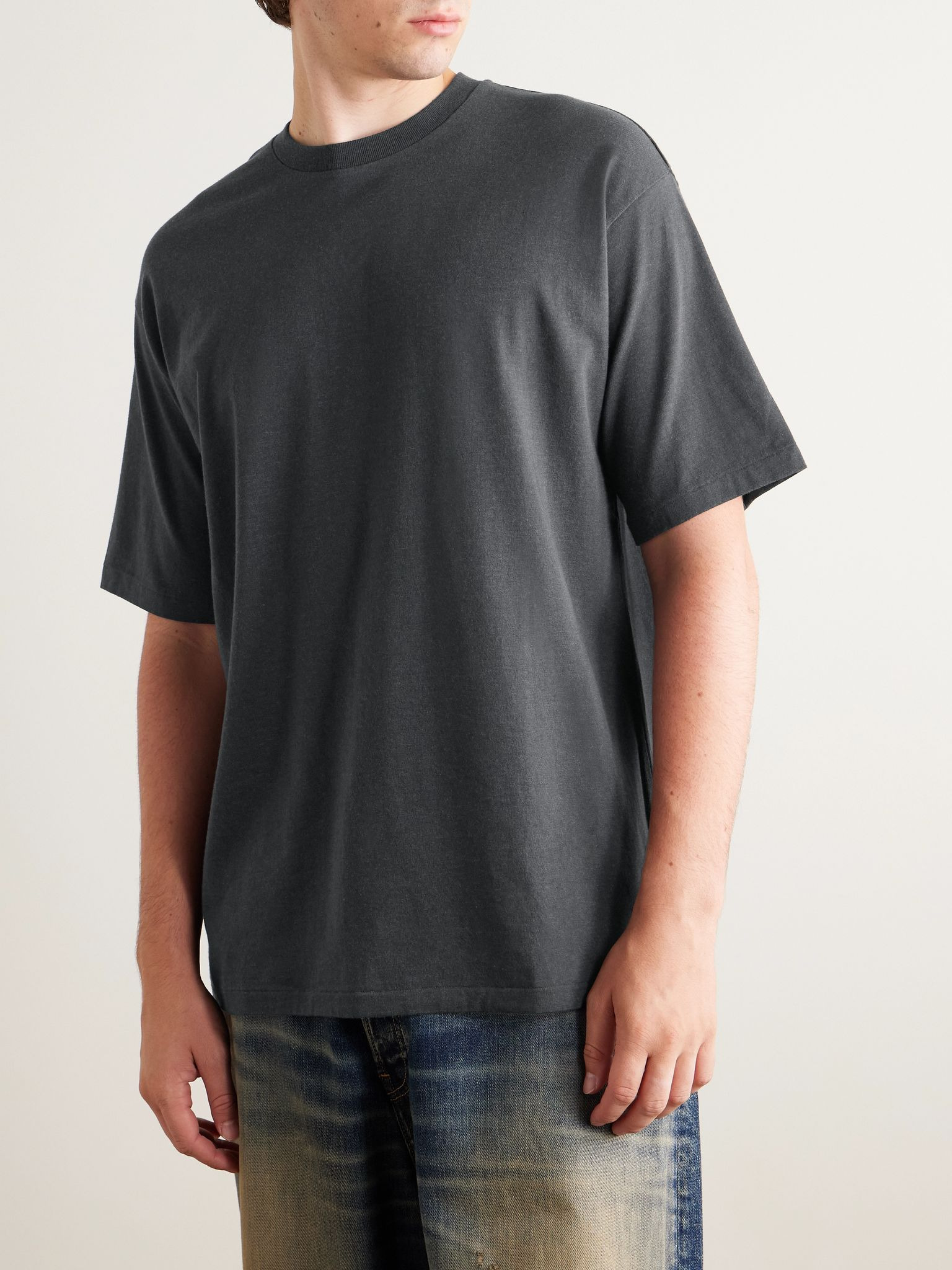 Cotton and Cashmere-Blend Jersey T-Shirt Charcoal - 3