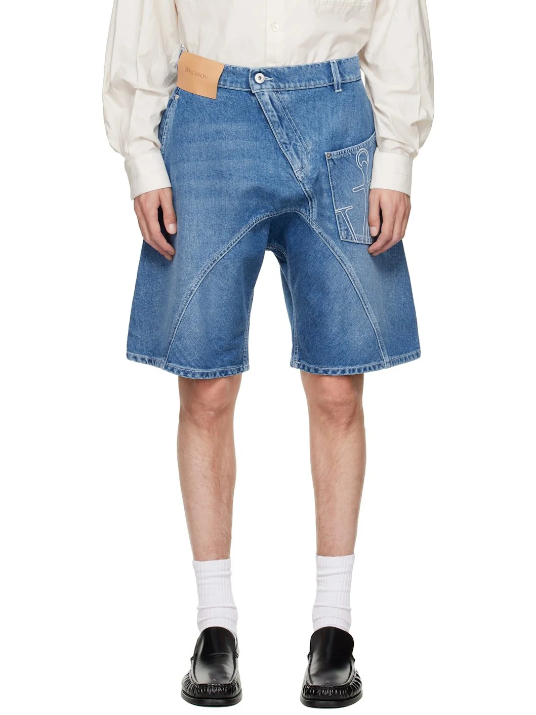 Blue Twisted Workwear Denim Shorts - 1