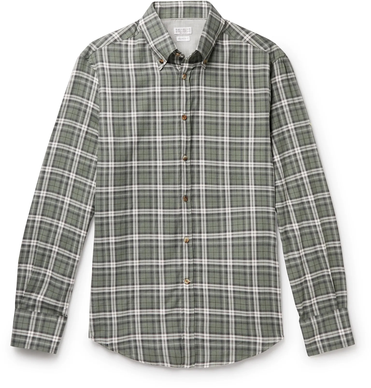 Button-Down Collar Checked Cotton-Twill Shirt - 1