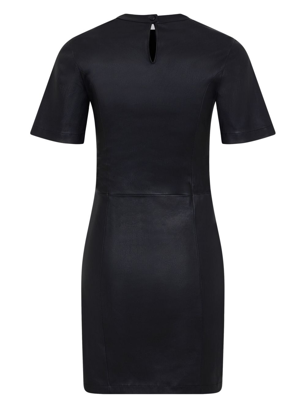 ruched leather mini dress - 6