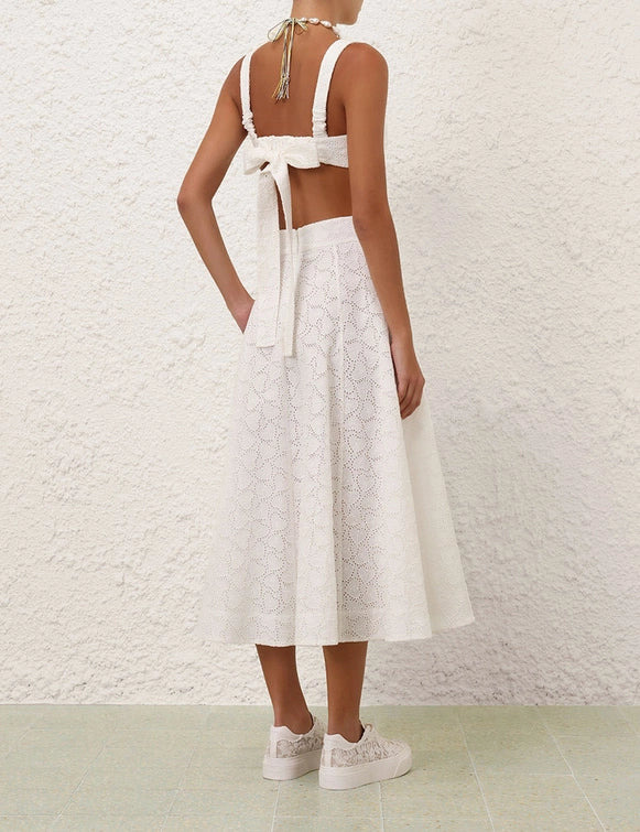Crush Embroidered Midi Skirt - 3