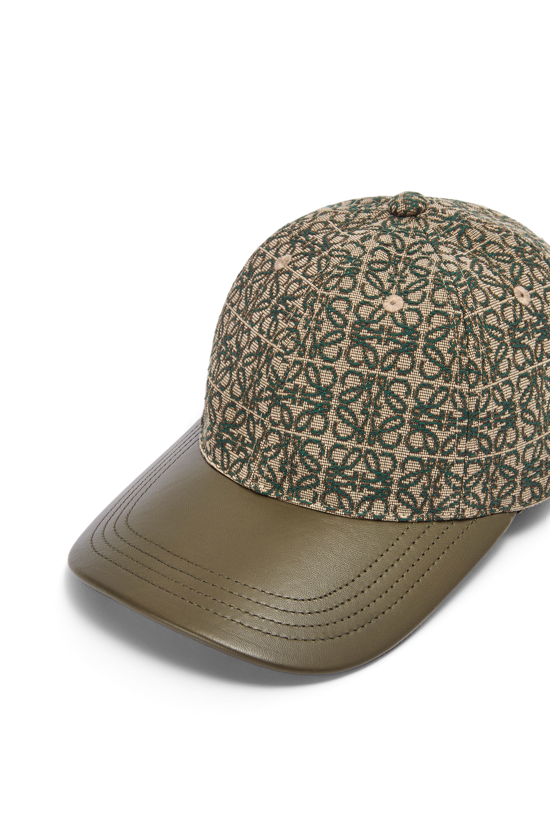 Anagram cap in jacquard and calfskin - 4