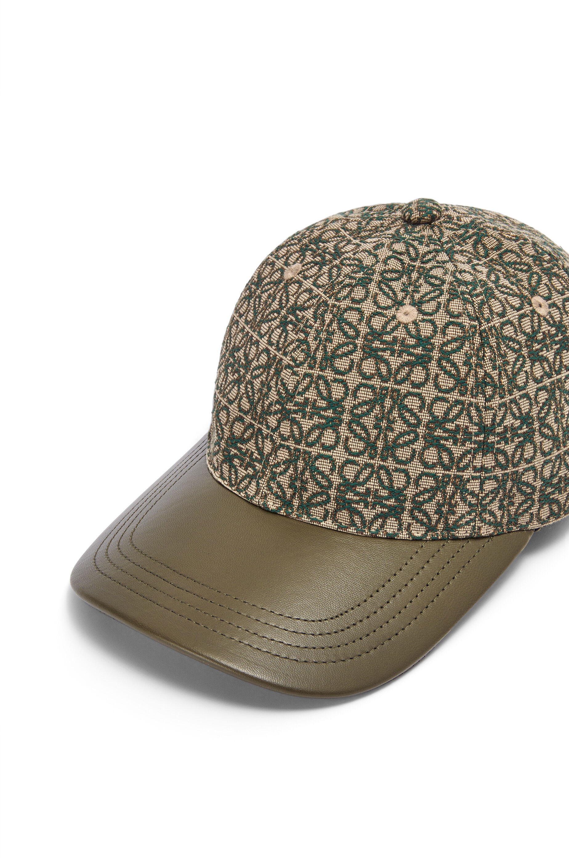 Loewe Anagram cap in jacquard and calfskin | REVERSIBLE