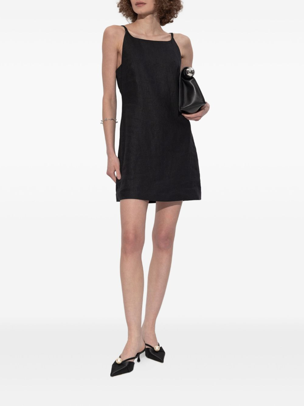 square-neck linen mini day dress - 2