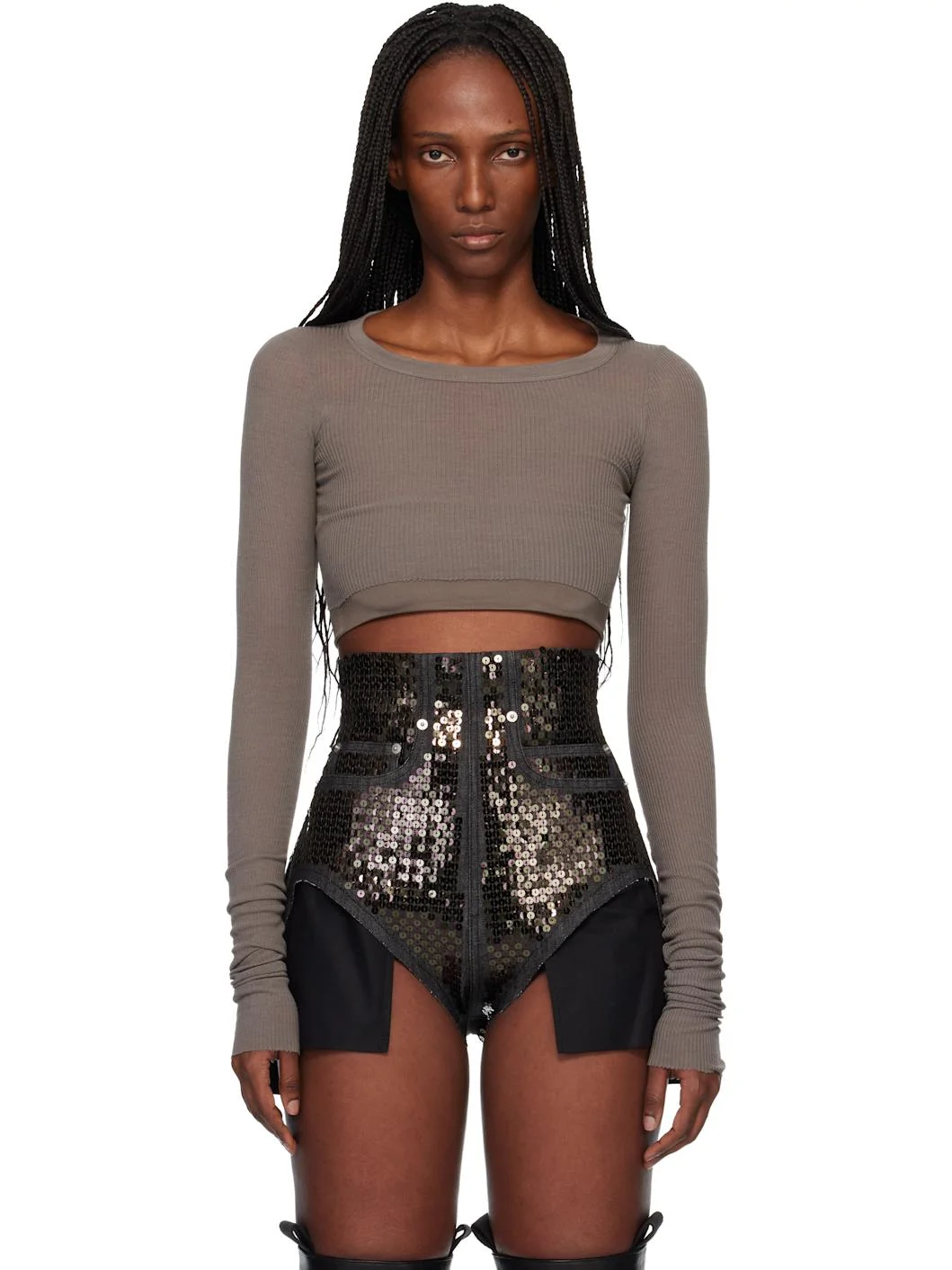 Gray LS Crop T-shirt - 1