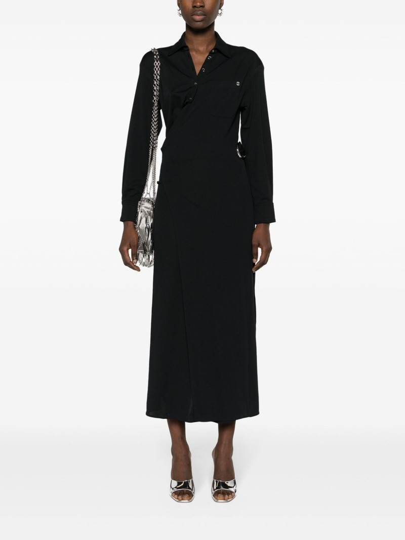 rabanne ruched midi wrap dress outlook