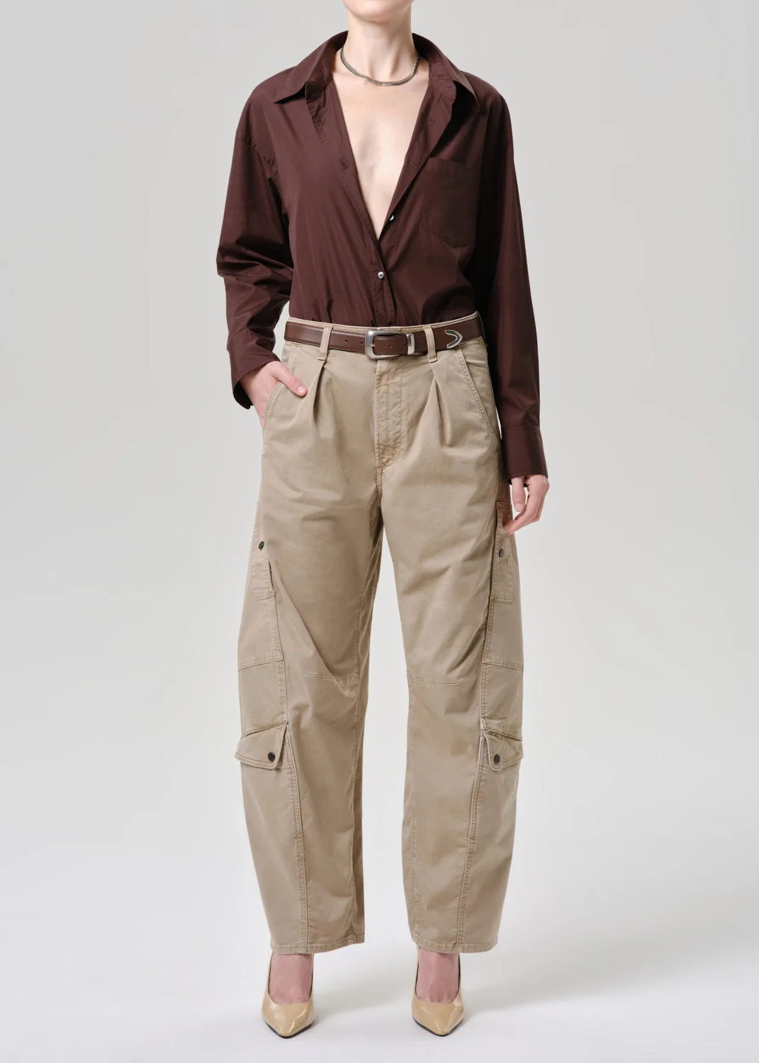 Thea Boyfriend Shirt In Brun - 1