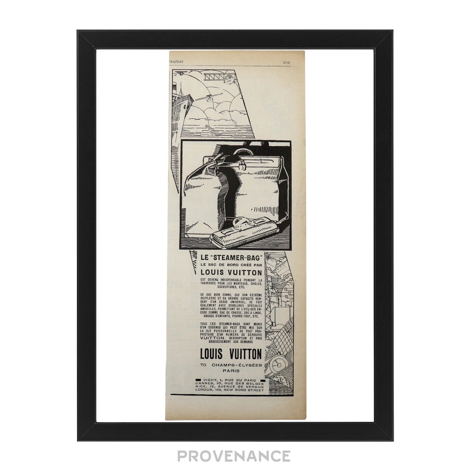 Louis Vuitton Antique Vintage Newsprint Ad - STEAMER-BAG - 1