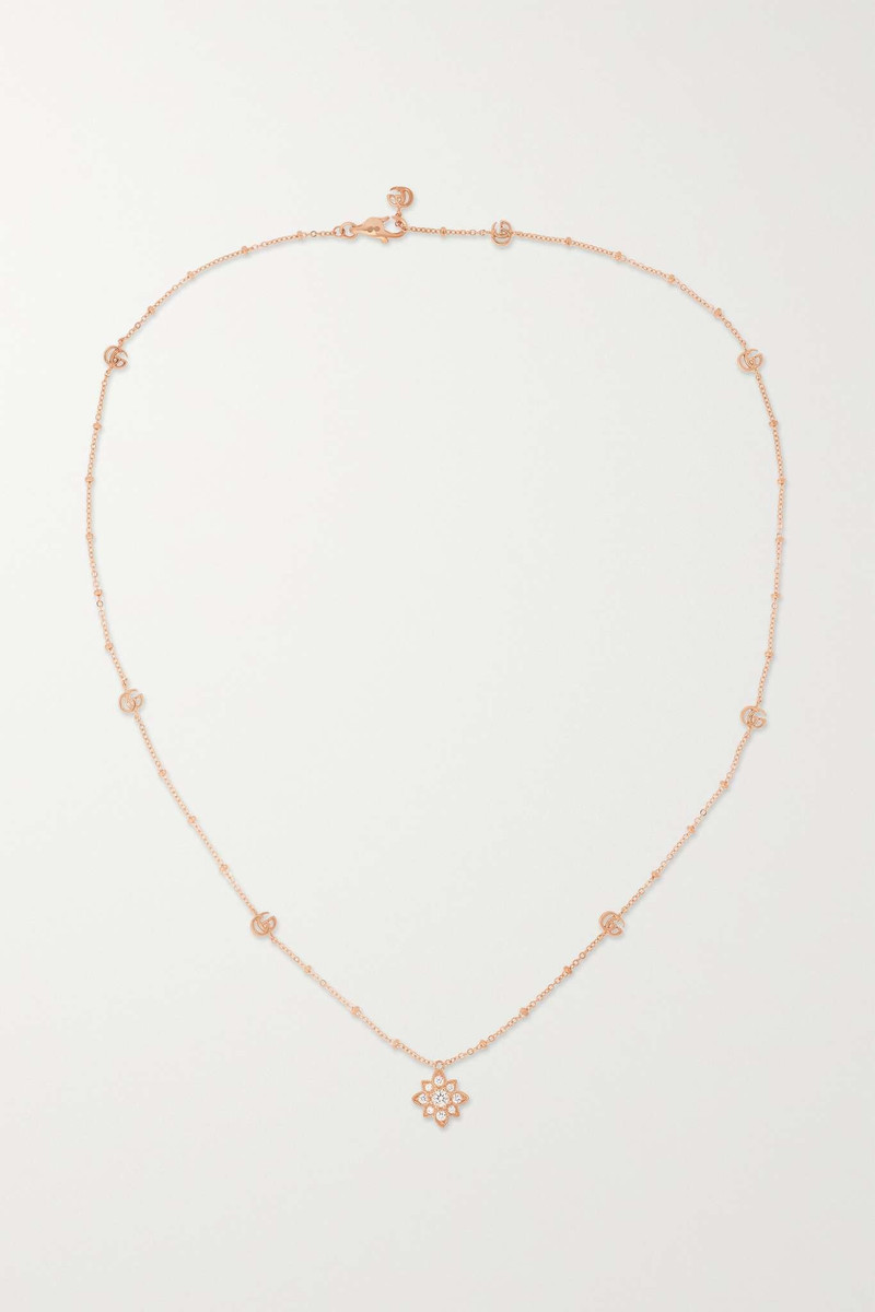 Flora 18-karat rose gold diamond necklace 1