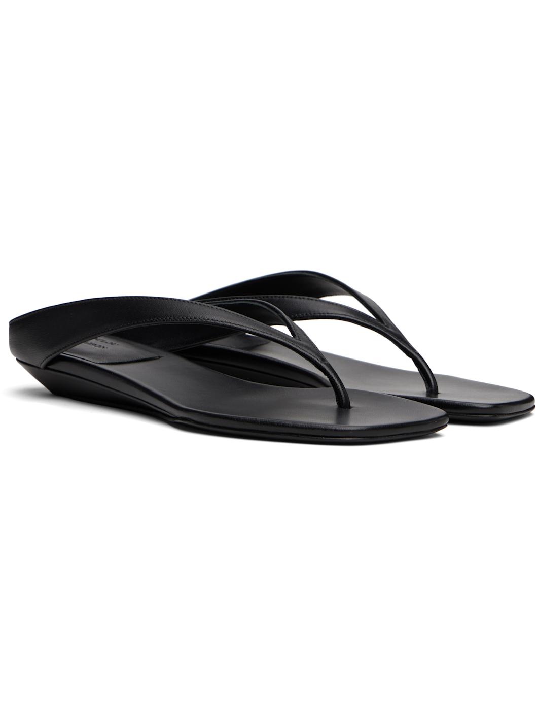 Black Coda Nappa Leather Sandals - 4
