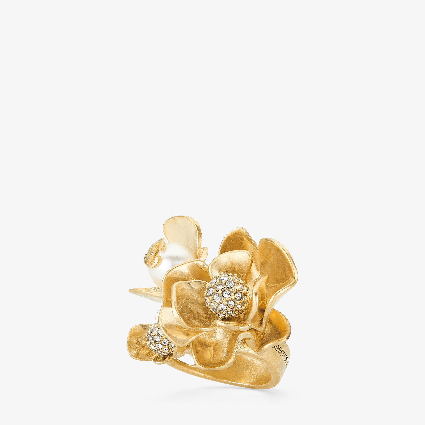 Petal Ring
Gold-Finish Ring with Crystal and Pearl Embellishment - 3