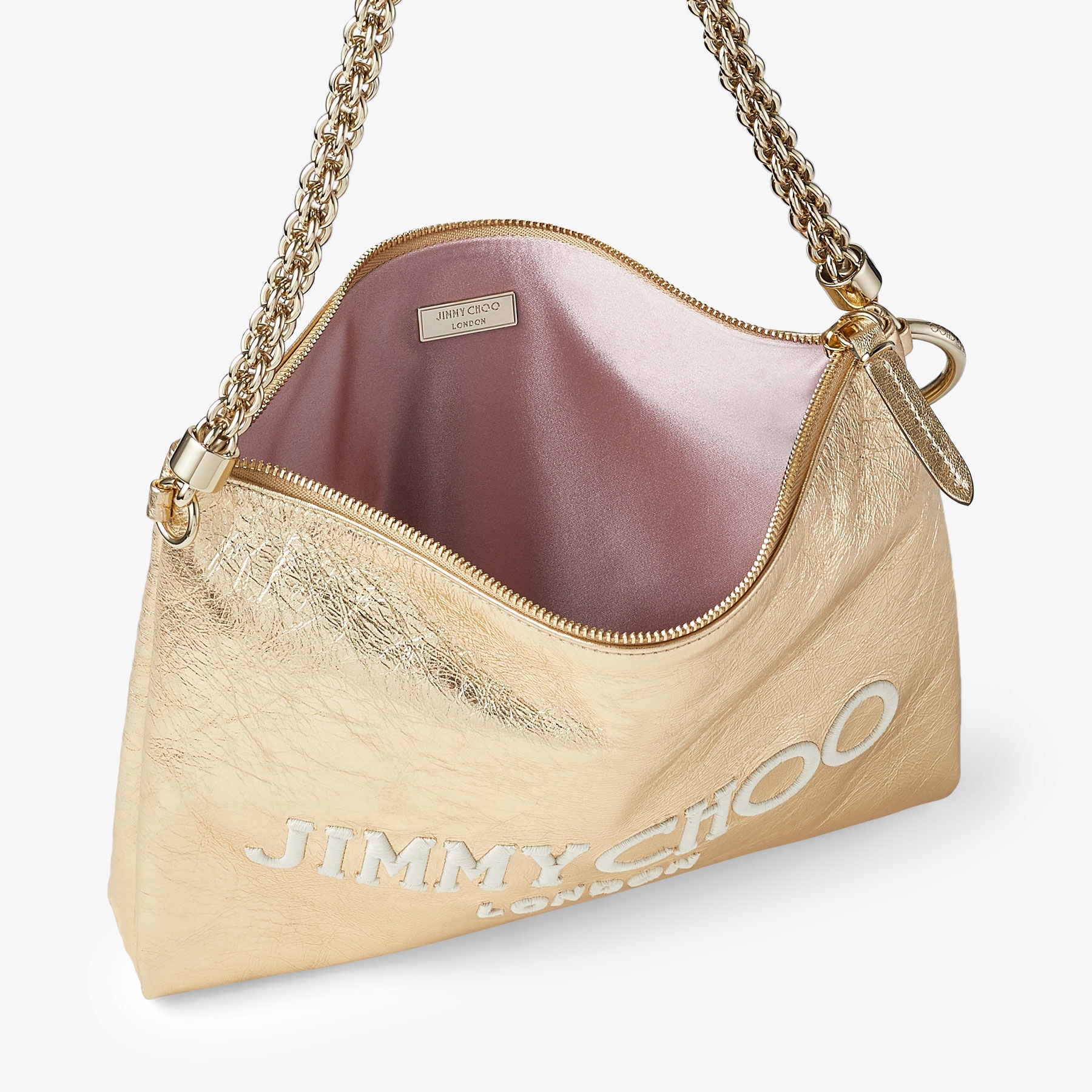 Callie Shoulder
Gold Metallic Nappa Shoulder Bag with Jimmy Choo Embroidery - 4