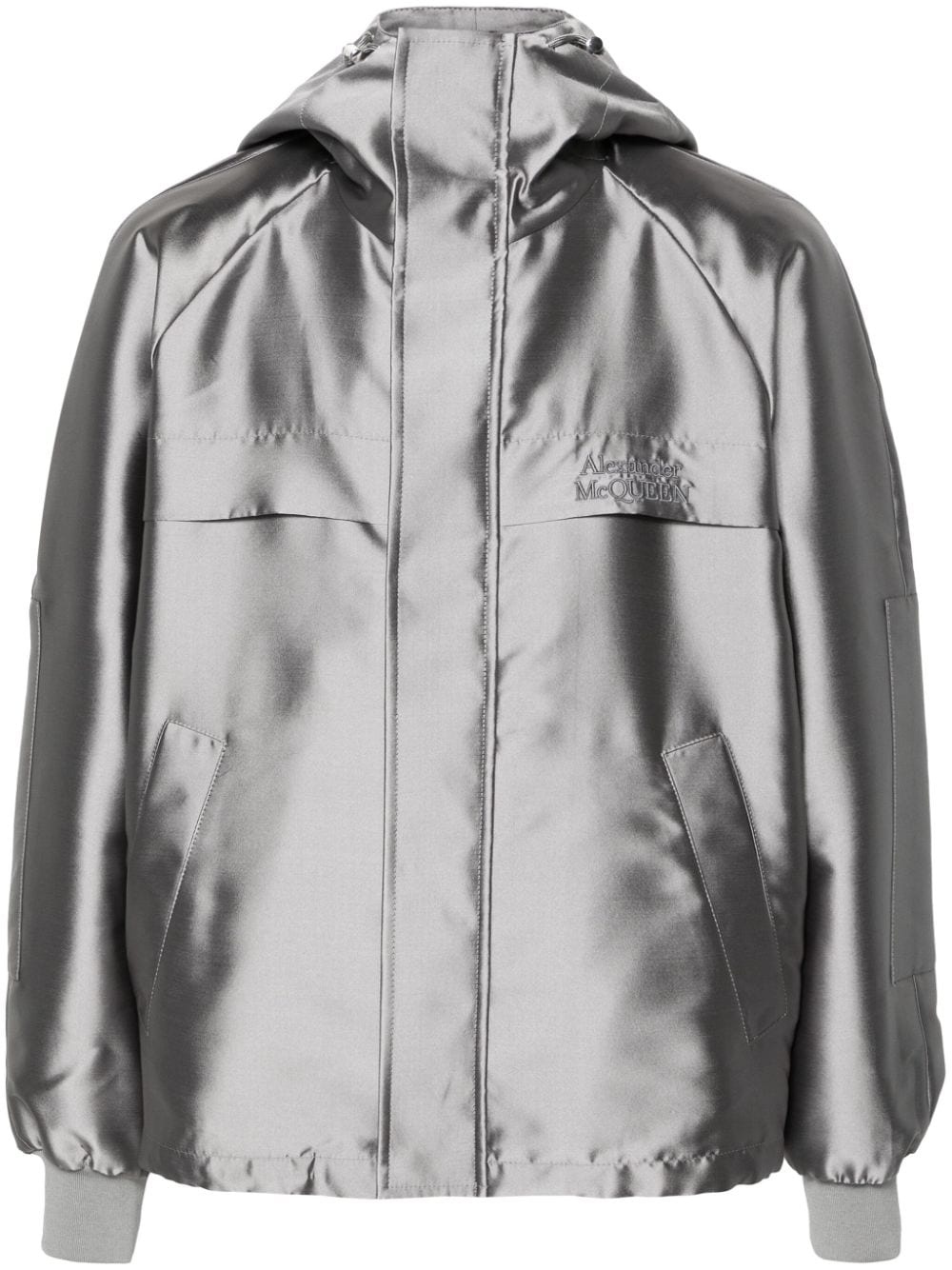 logo-embroidered hooded jacket - 1