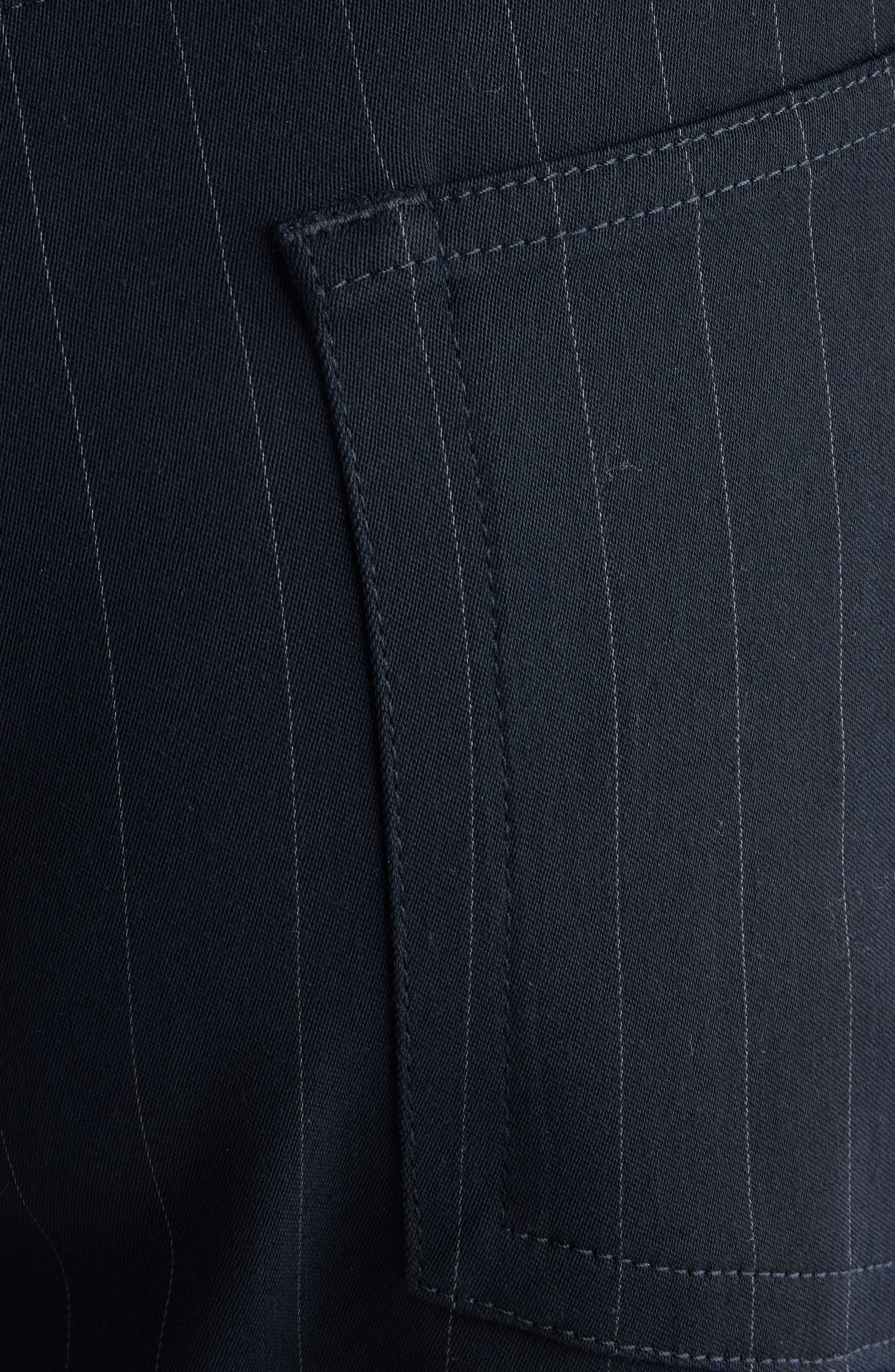 Acne Studios Poltana Fluid Pinstripe Bootcut Trousers in Navy at Nordstrom - 6