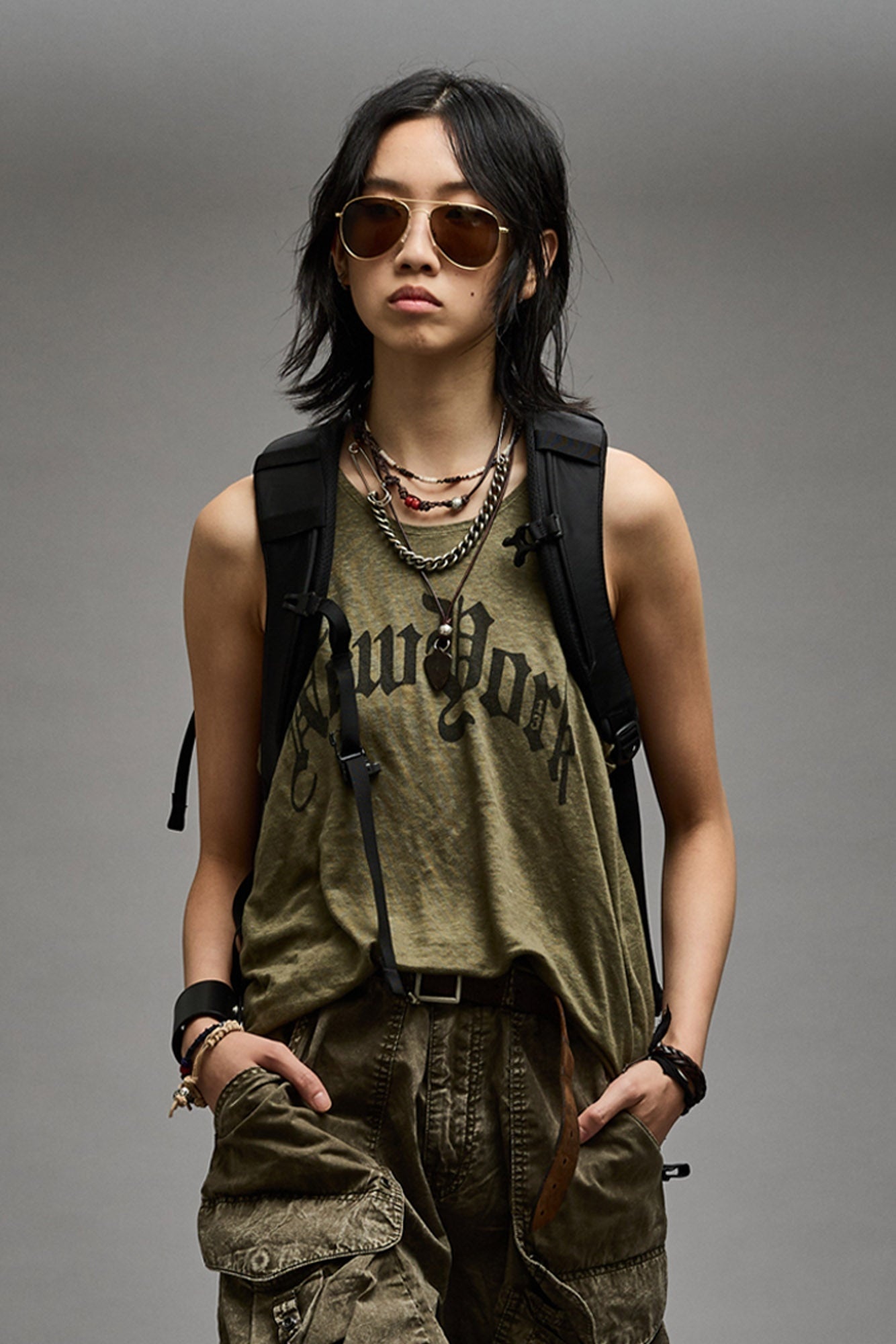 NEW YORK RELAXED TANK - OLIVE - 3