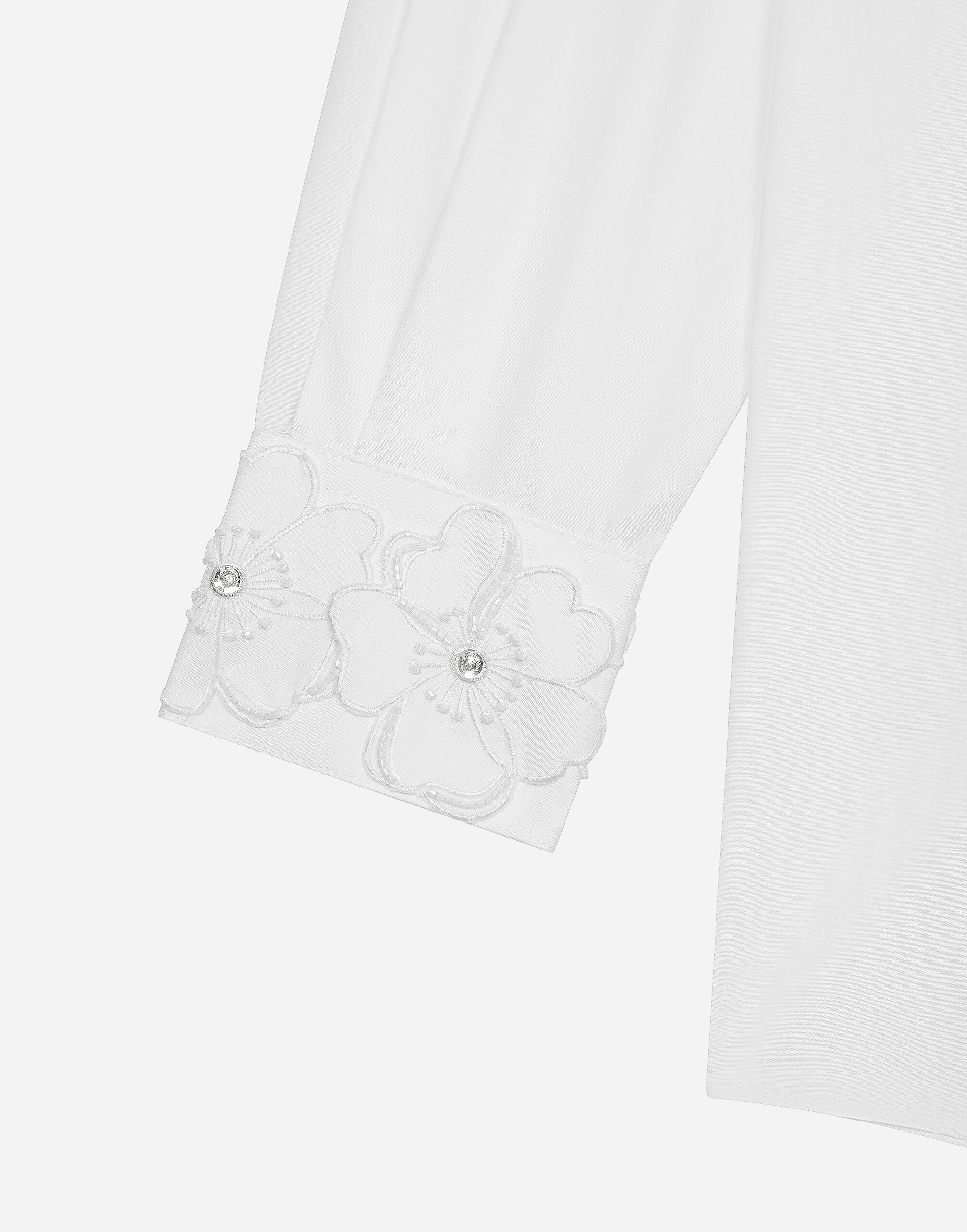 Long-sleeved cotton shirt with embroidered collar - 2