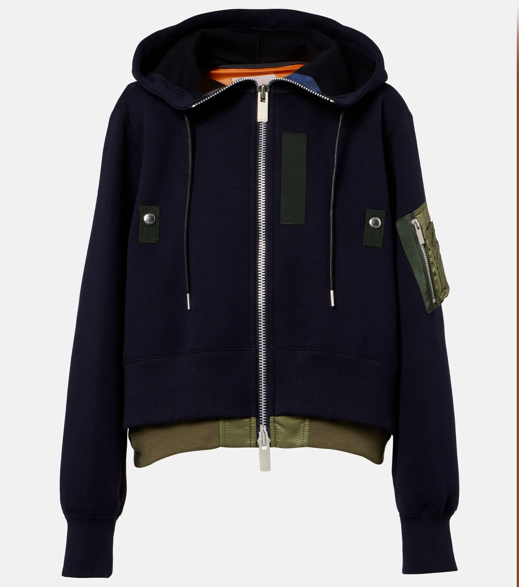 Paneled cotton-blend zip-up hoodie - 1