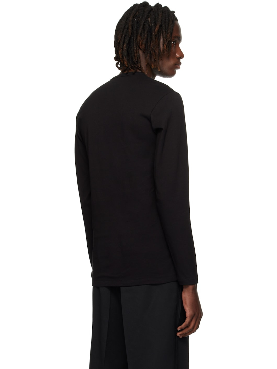 Black Cotton Henley - 3