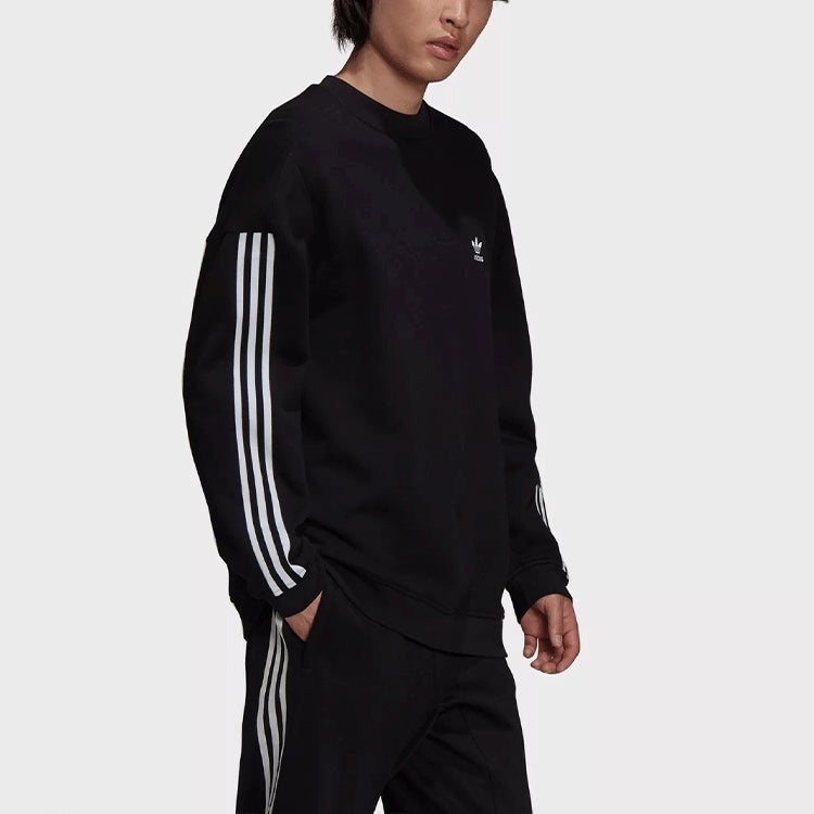 adidas originals Contrasting Colors Stripe Round Neck Pullover Black H41315 - 4